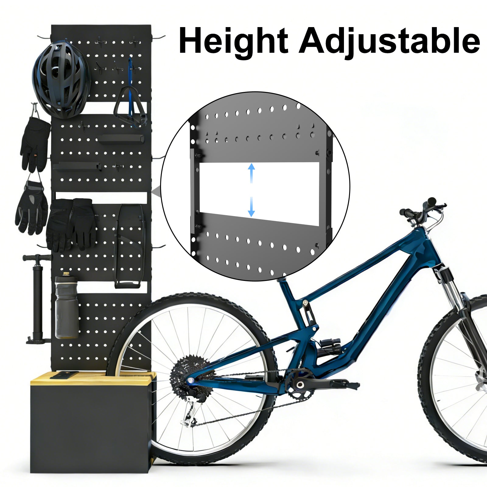 4-in-1 bike organizer shelf top view with accessories