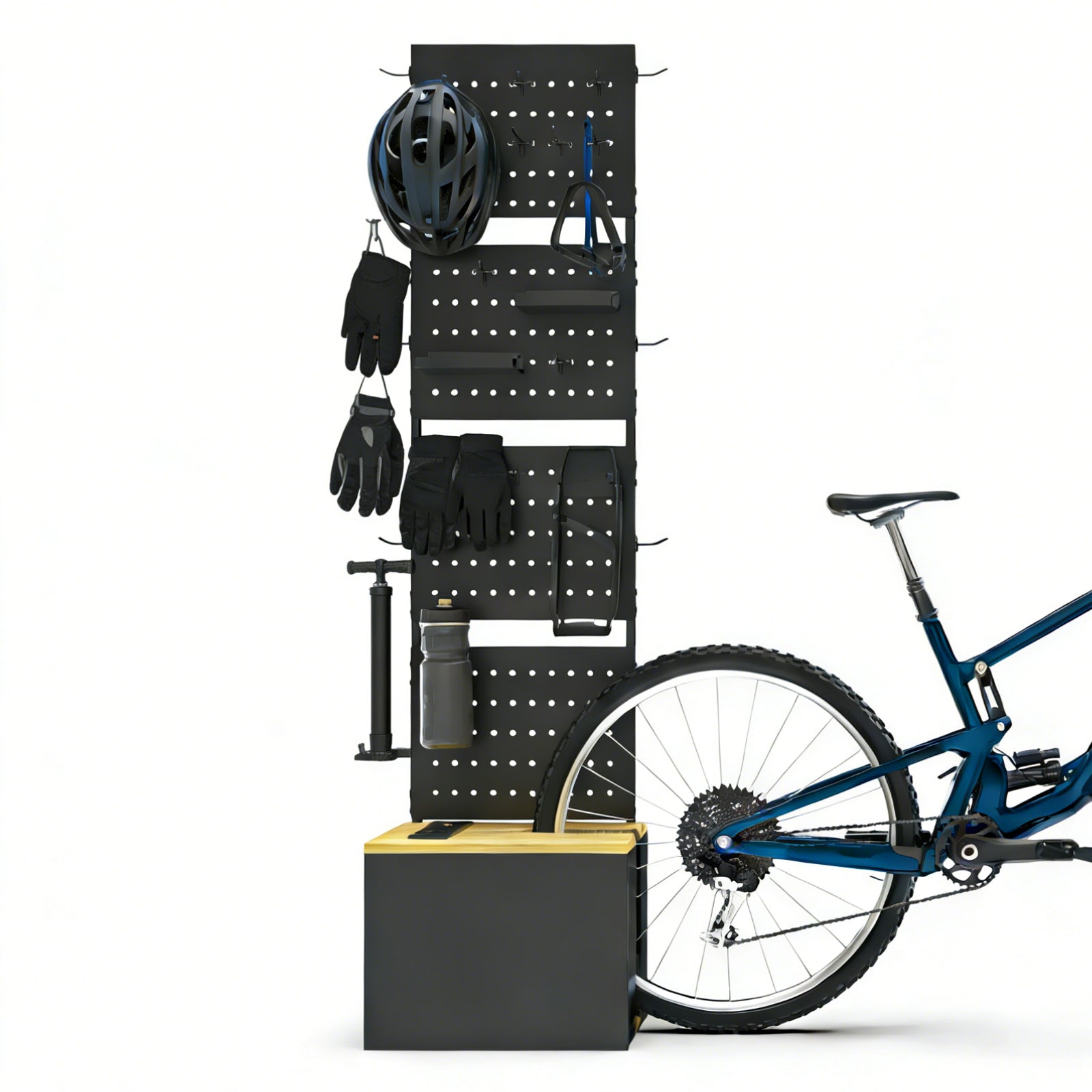 4-in-1 bicycle parking box with bike rack storage and shoe bench in black