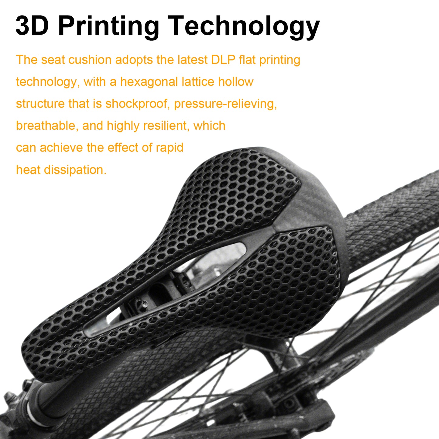 3D Printed Carbon Fiber Bike Saddle - Ultra Lightweight 150g, Ergonomic Comfort Seat for Road, MTB, BMX, XC & Gravel Bikes