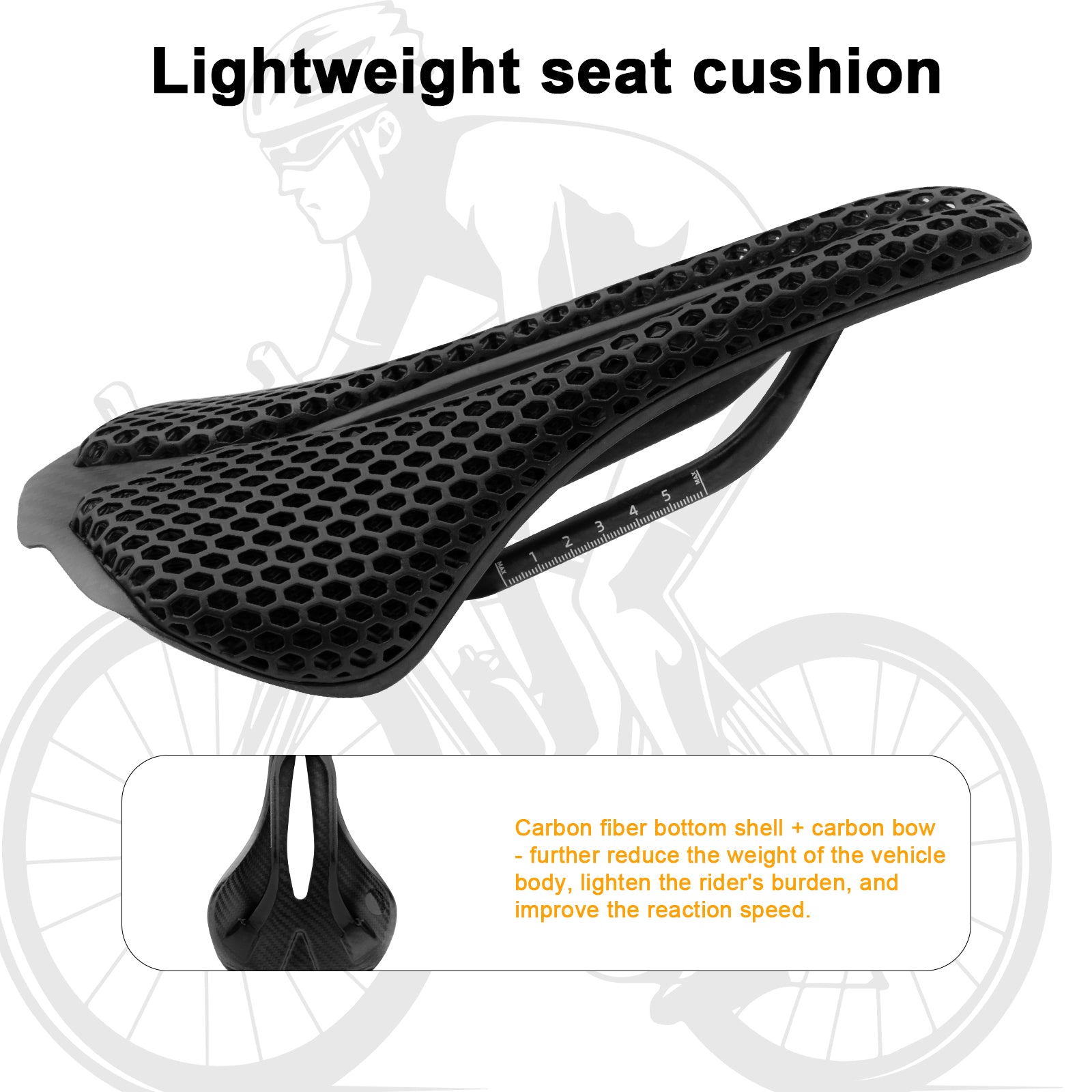 3D Printed Carbon Fiber Bike Saddle - Ultra Lightweight - Image 5