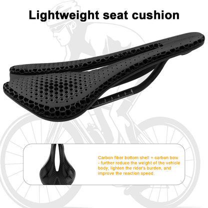 3D Printed Carbon Fiber Bike Saddle - Ultra Lightweight 165g, Ergonomic Comfort Seat for Road, MTB, BMX, XC & Gravel Bikes