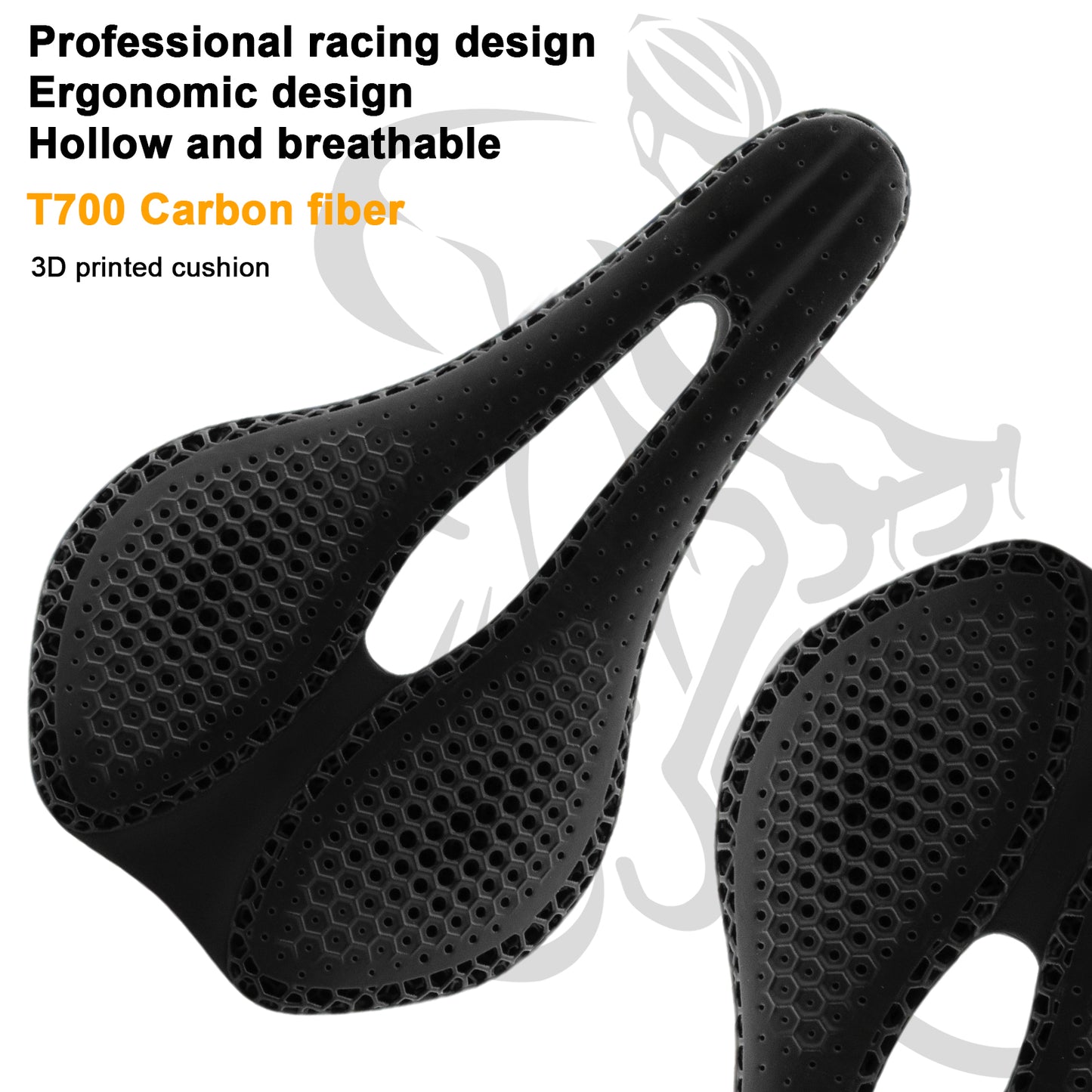 3D Printed Carbon Fiber Bike Saddle - Ultra Lightweight 165g, Ergonomic Comfort Seat for Road, MTB, BMX, XC & Gravel Bikes