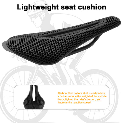 3D Printed Carbon Fiber Bike Saddle - Ultra Lightweight 185g, Ergonomic Comfort Seat for Road, MTB, BMX, XC & Gravel Bikes