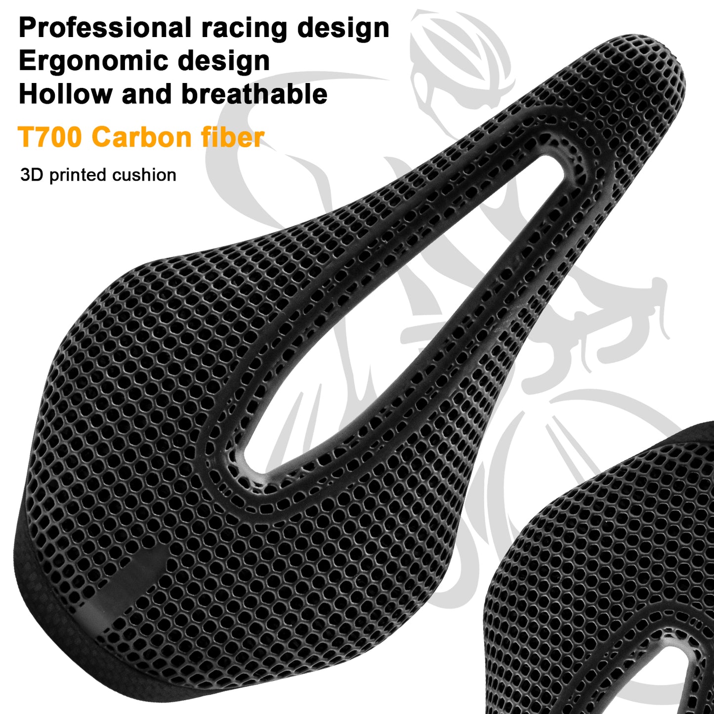 3D Printed Carbon Fiber Bike Saddle - Ultra Lightweight 185g, Ergonomic Comfort Seat for Road, MTB, BMX, XC & Gravel Bikes