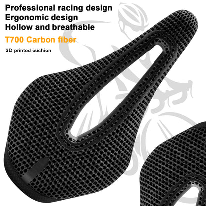 3D Printed Carbon Fiber Bike Saddle - Ultra Lightweight 185g, Ergonomic Comfort Seat for Road, MTB, BMX, XC & Gravel Bikes