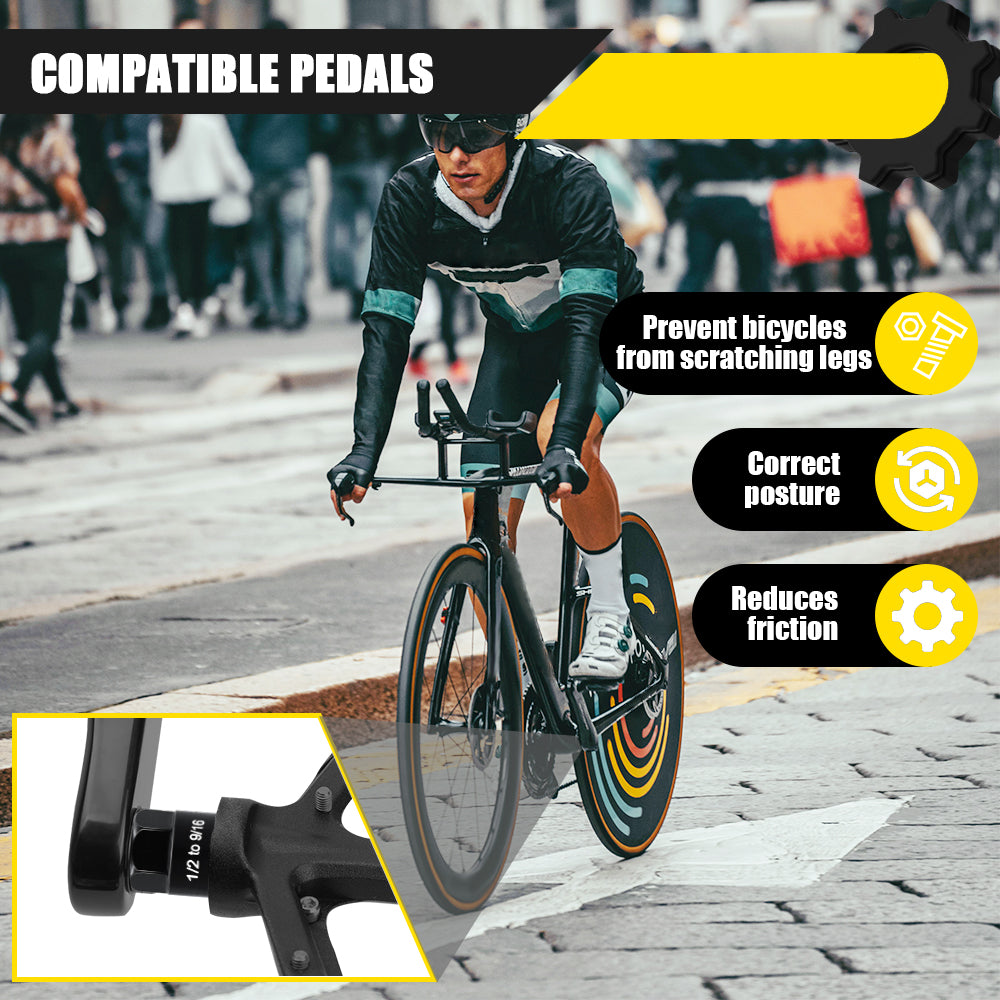 1 Pair Bicycle Pedal Extenders Adaptors, Fits for 9/16 inch Pedals & 1/2 inch Cranks Convert, for Bike Pedal Adapter, Black Bicycle Parts