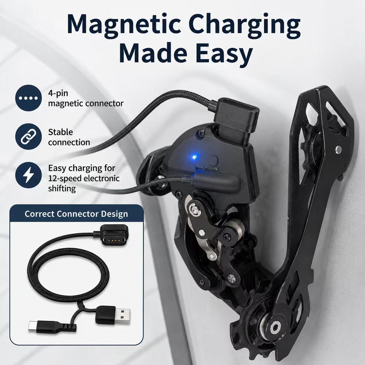 Shimano EW-EC300 Di2 Magnetic Charging Cable USB-A/USB-C