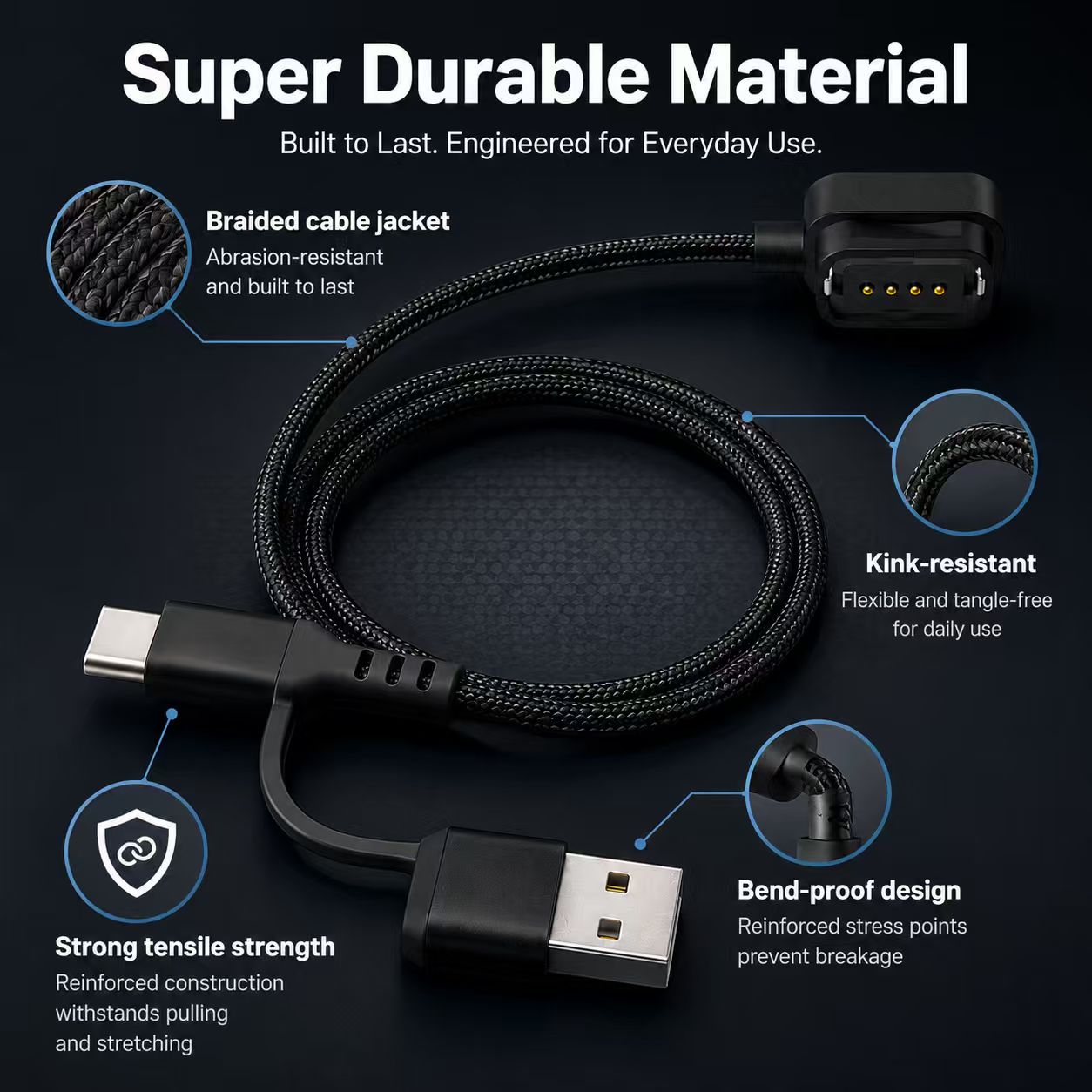 Shimano EW-EC300 Di2 Magnetic Charging Cable USB-A/USB-C