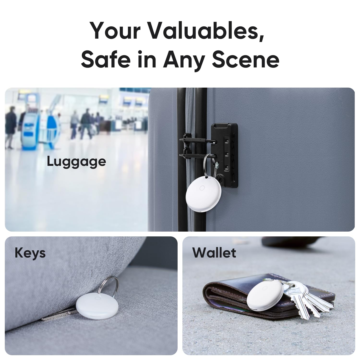 for iPhone AirTag Smart Tag Air Tracker Item Finders for Apple Find My (iOS Only) Track Key, Wallet, Luggage, Bluetooth 5.2 Locator with Replaceable Battery, 85dB+, IP67